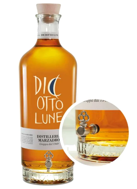 Grappa Diciotto Lune Marzadro con rubinetto