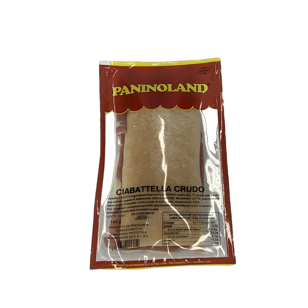 CIABATTA PR.CRUDO+MOZ.GR180 PANINOLAND